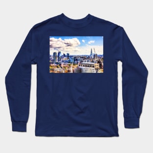 London City Canary Wharf Aerial View Long Sleeve T-Shirt